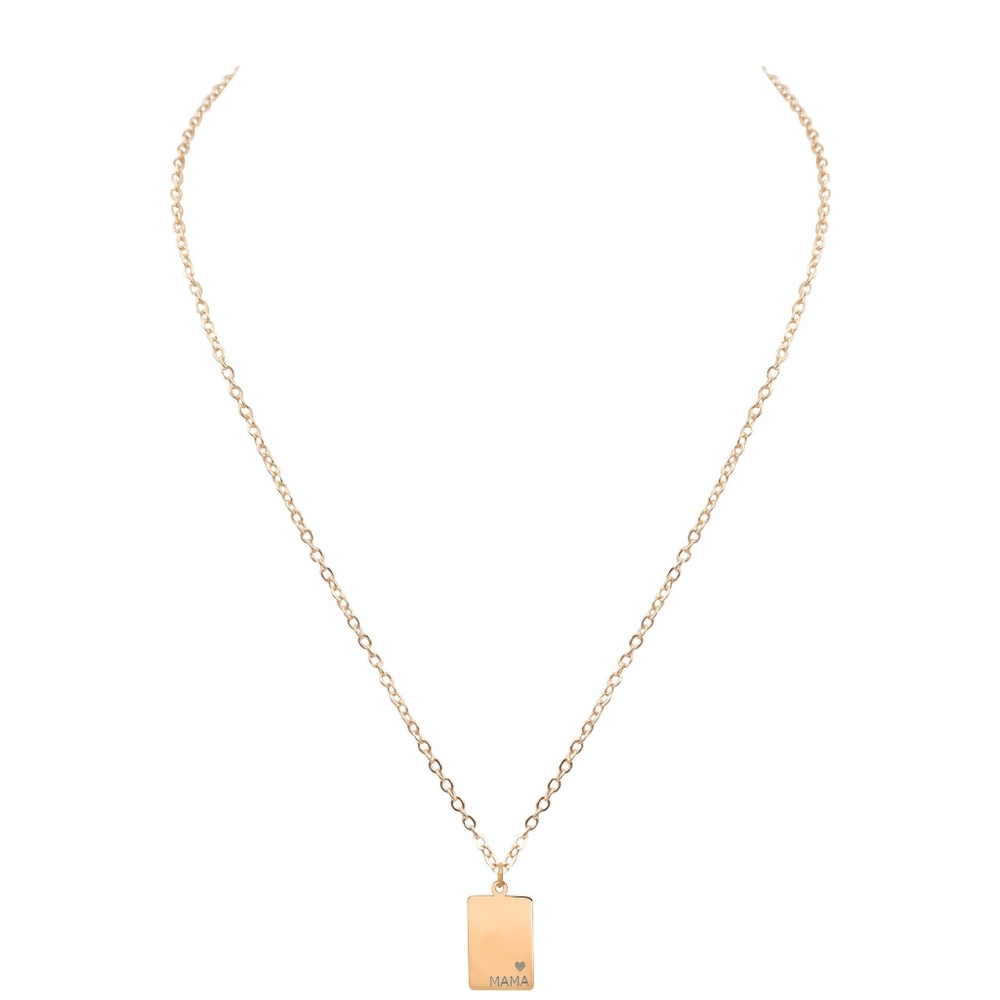 Kinsley Armelle Mama Rose Gold Engraved Rectangle Necklace NWT